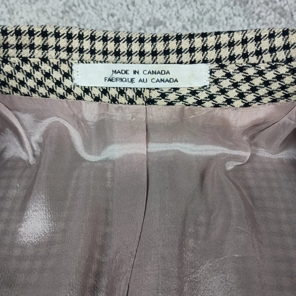 Vintage Bugatchi Uomo Michael Jordan Blazer 46R Mens Tan Houndstooth Wool Jacket